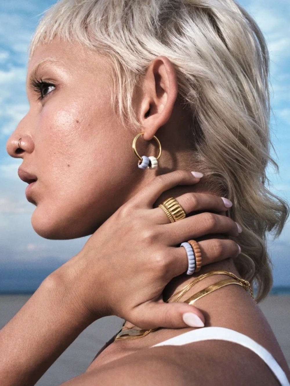 MEJURI CHARLOTTE SLIM ENAMEL STACKABLE RING - Picture 5 of 12